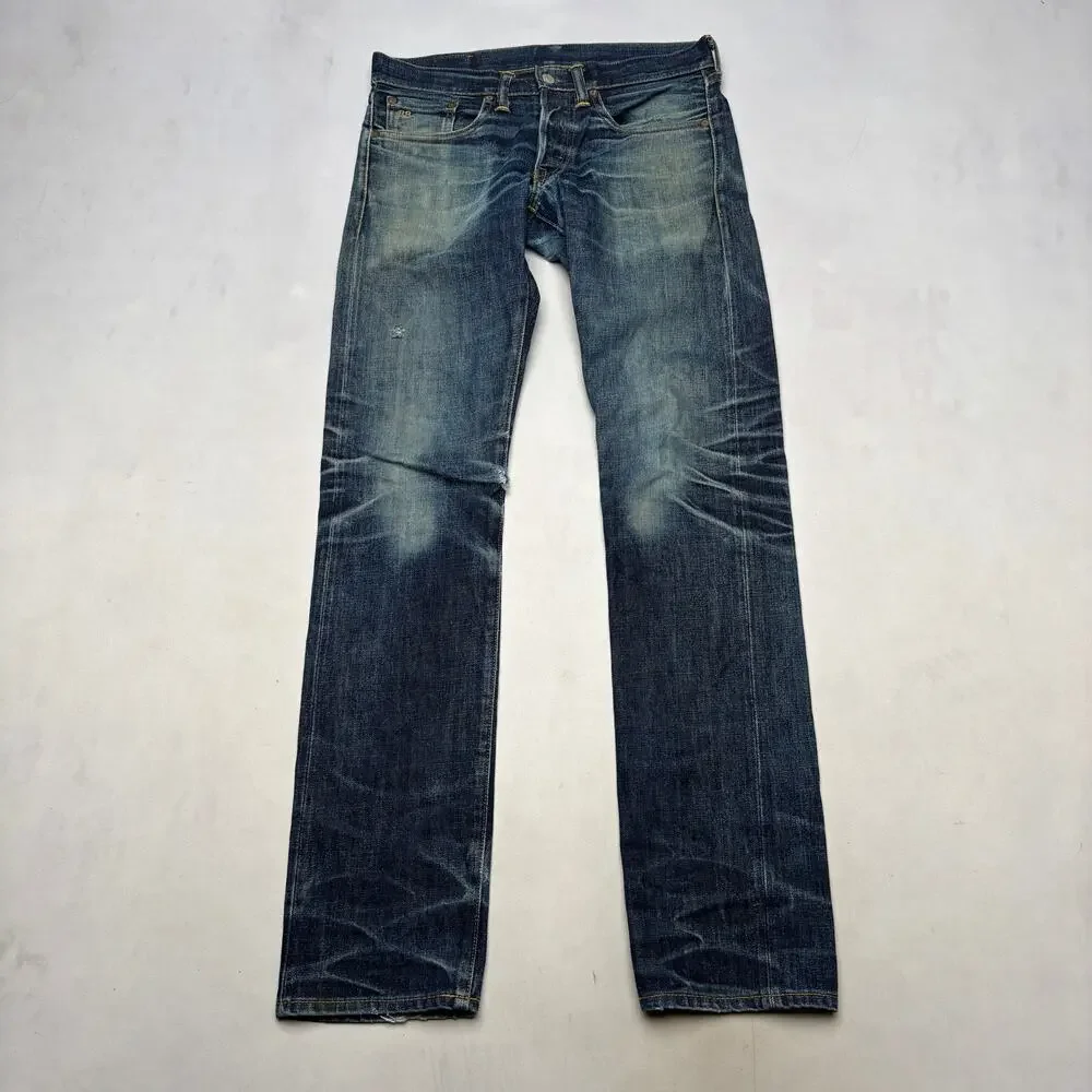 RRL Double RL Slim Fit Japan Woven Selvedge Denim Jeans Men's 29x32 Whiskering